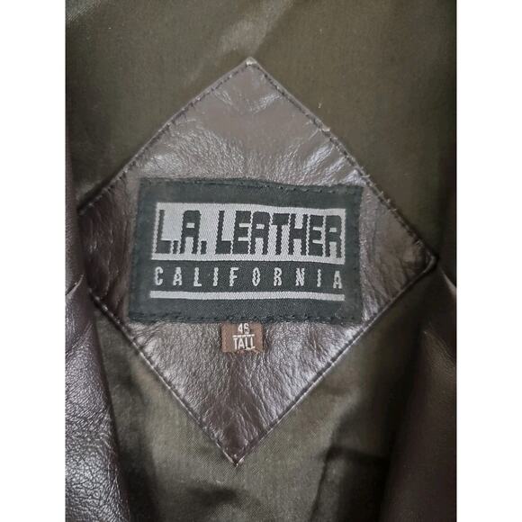 Vintage L. A. Leather California ~Men's Size 46Tall~Brown Soft Mid Length Jacket - Picture 10 of 11